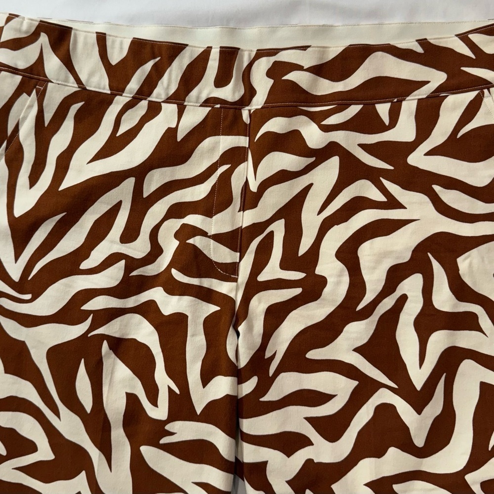 SPANX‎ Pants Animal Print Pull On Cropped Elastic Waistband Brown White Size 1XP - Picture 8 of 11